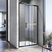 170-185cm Adjustable Wall to Wall Sliding Glass Shower Door in Black