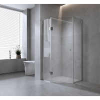 100cm Frameless Diamond Shower Screen with Channels and Brass Hinges - Gunmetal