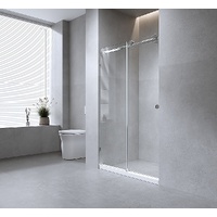 170cm Frameless Glass Sliding Shower Door with Gunmetal Rail and Hardware