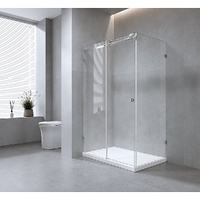 120x90cm Frameless Glass Sliding Corner Shower with Gold Rail and Hardware