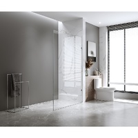 110x210cm Single Shower Glass Screen with Nickel F-brackets & Round Pole