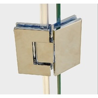 135° Glass-to-Glass Brass Square Shower Hinge in Gold