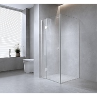 110x100cm Corner Frameless Shower Screen with Gold Channel and SS Hinges, Round Handle