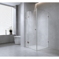 120x120cm Corner Frameless Shower Screen with White Brackets and SS Hinges
