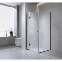 120x90cm Corner Frameless Shower Screen with Chrome Channel and Brass Hinges