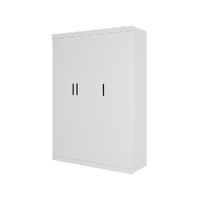 3 Door White Wardrobe – Black Handles, Hanging Rail & Shelves