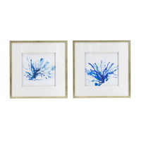 Set of 2 Blue Coral Framed Wall Art Blue 56cm