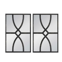 Set 2 Black Carved Wall Mirrors 67cm