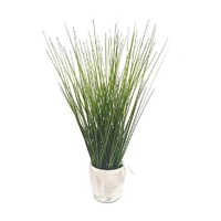 Artificial Grass in cement vase