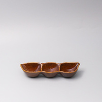 Edamame Triple Pod Dish 20cm Chestnut Brown Glaze