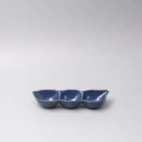 Edamame Triple Pod Dish 20cm Indigo Blue Glaze