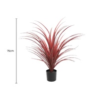 Burgundy Potted Artificial Long Grass (Yucca Grass) 75cm UV Resistant