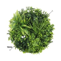 Flowering White Artificial Green Wall Disc UV Resistant 75cm (White Frame)