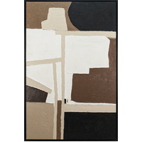 Brown Beige Abstract Framed Artwork 120cm
