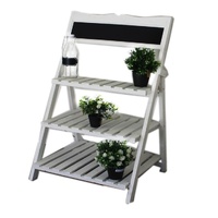 3 Tier Wooden Shelf w Black Board 102cm