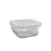 bulk 24 Borosilicate Glass Container W Lid Square 520ml 14x7cm