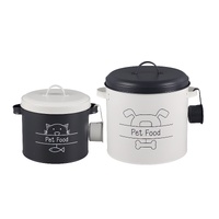 Set 2 Metal Pet Food Storage Tin 30x27cm