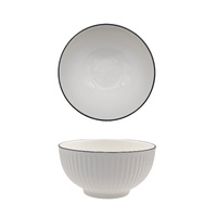 bulk 24 Sorrento Porcelain Embossed Bowl w Black Rim 6.5'' 16cm