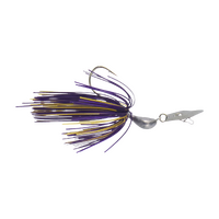 Dekoi 14gm Bladed Swim Jig, Chatterbait, Purple Gold, 2 pack