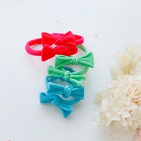 Handmade Simple Bow metal free hair ties -Pink - 1 Pairs - Dusty Pink
