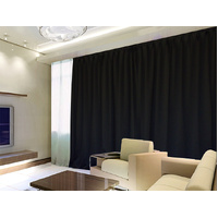 Blockout Curtains 540x230cm PINCH PLEAT Blackout High Level Fabric Black w/Hook