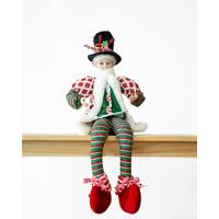 LUXURY CHRISTMAS CAROLLER ELF GREEN/RED 65CM