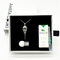 Gift Box - Cone White Gold Aroma Necklace + Purify Oil Blend