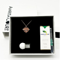 Gift Box - Love Heart Rose Gold Aroma Necklace + Purify Oil Blend