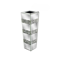 P&P Silver Diamond Inlaid Table Vase, Modern Decorative Centerpiece for Home