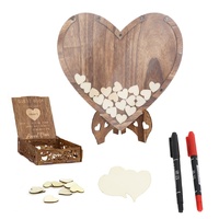 Wedding Guest Book Alternative with Stand+Storage Box+88PCS Wooden Hearts+Pens