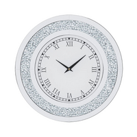 P&P Silver Crushed Diamond Square Wall Clock Luxury Decorative 60x60cm