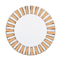 P&P Silver and Tawny Round Sunburst Mirror with Beveled Glass, Decorative Wall Accent