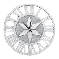 Sparkle Twinkle Crystal Diamond Wall Clock Silver Mirror Wall Decor Big Clocks