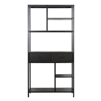 180Cm Tall Bookshelf With Drawers Industrial Bookcase W/ 6 Tiers Storage Shelves