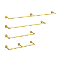 Vintage Gold Wall-Mounted Clothes Rack – Strong Metal Garment Hanging Rail