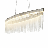 Modern LED Tassel Pendant Light Aluminum Linear Chandelier Dimmable Ceiling Lighting for Dining Room, Kitchen Island, Living Room - Chrome Silver