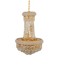 Luxury Empire Gold Crystal Chandelier Ceiling Light, Round Crystal Pendant Lamp with 3 Color Lighting, E14 LED Modern Vintage Chandelier for Dining Ro