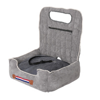 Large Cozy Dog Car Booster Double-Side Cushion Pet Travel Bed with Adjustable Strap