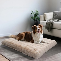 Plush Pet Bed with Non Slip Base and Removable Cover