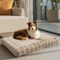 Plush Dog Crate Bed with Non Slip Base and Removable Cover