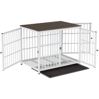Indestructible Wooden Dog Crate Furniture With Divider For 2 Dogs Cage End Table