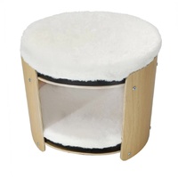 Natural Wood Cat Bunk Bed with Cushioned Two Tiers for Stylish Pet Comfort