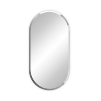 P&P Silver Long Oval Wall Mirror 50x80cm Frameless Beveled Glass for Stylish Interiors