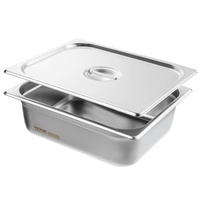 VEVOR 8 Pack Hotel Pans, 1/2 Size Anti-Jam Steam Pan with Lid, 0.8mm Thick Stainless Steel Steam Table Pan, 4-Inch Deep Commercial Table Pan, Catering