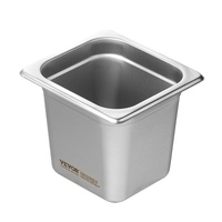 VEVOR 6 Pack Hotel Pans, 1/6  Size Anti-Jam Steam Pan, 0.8mm Thick Stainless Steel Restaurant Steam Table Pan, 6-Inch Deep Commercial Table Pan, Cater