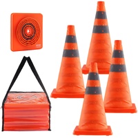 VEVOR Safety Cones, 4 Pack 18 inch Collapsible Traffic Cones, Construction Cones with Reflective Collars, Wide Base and A Storage Bag, for Traffic Con