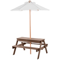 VEVOR Picnic Table Wooden Tables and Bench Set Umbrella Garden Indoor Outdoor