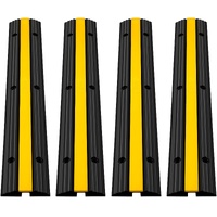 VEVOR Cable Protector 18000lbs Single Channel Rubber Cable Hose Protector 4 Pack Cable Hose Protector Floor Outdoor Cable Protector Ramp Modular Rubbe