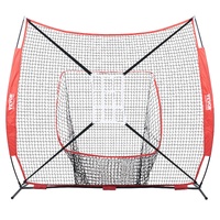 VEVOR 7x7 Baseball Softball Practice Net, Portable Baseball Training Net for Hitting Catching Pitching, Backstop Baseball Equipment with Bow Frame, Ca