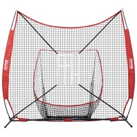 VEVOR 7x7 ft Baseball Softball Practice Net, Portable Baseball Training Net for Hitting Catching Pitching, Backstop Equipment with Bow Frame, Carry Ba